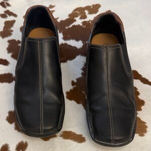 Men's Black Leather Slip-On Shoes